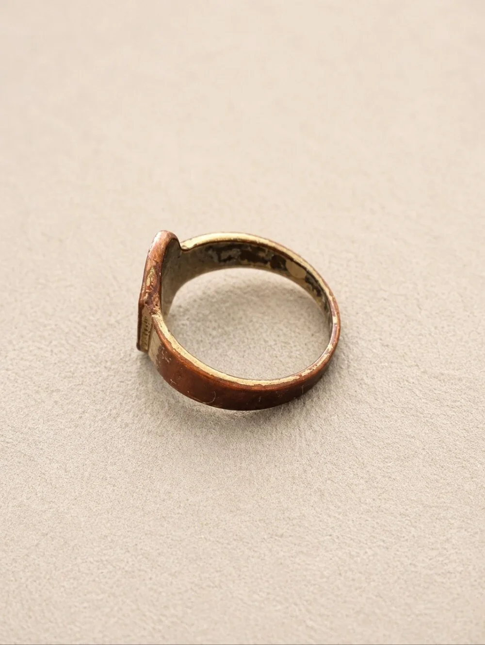 Vintage Roman Coin Style Signet Ring | Classical Profile | Copper Tone | Size 8